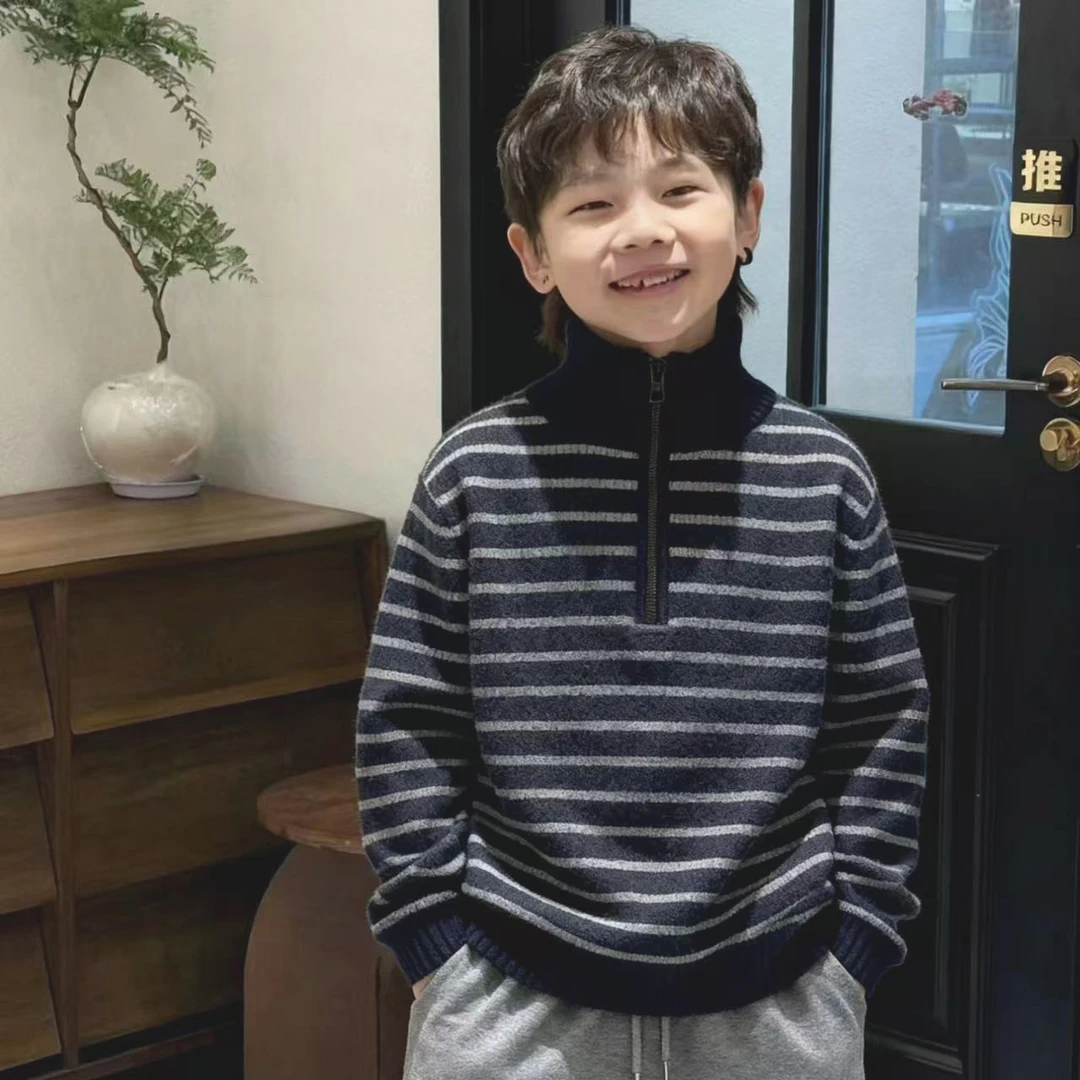 【不起球】韩国绒儿童毛衣男童2025秋冬新软糯加厚保暖中大童针织衫