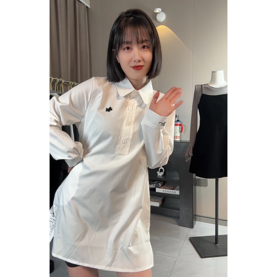 【秋秋家】新款翻领长袖衬衫女中长款宽松显瘦百搭