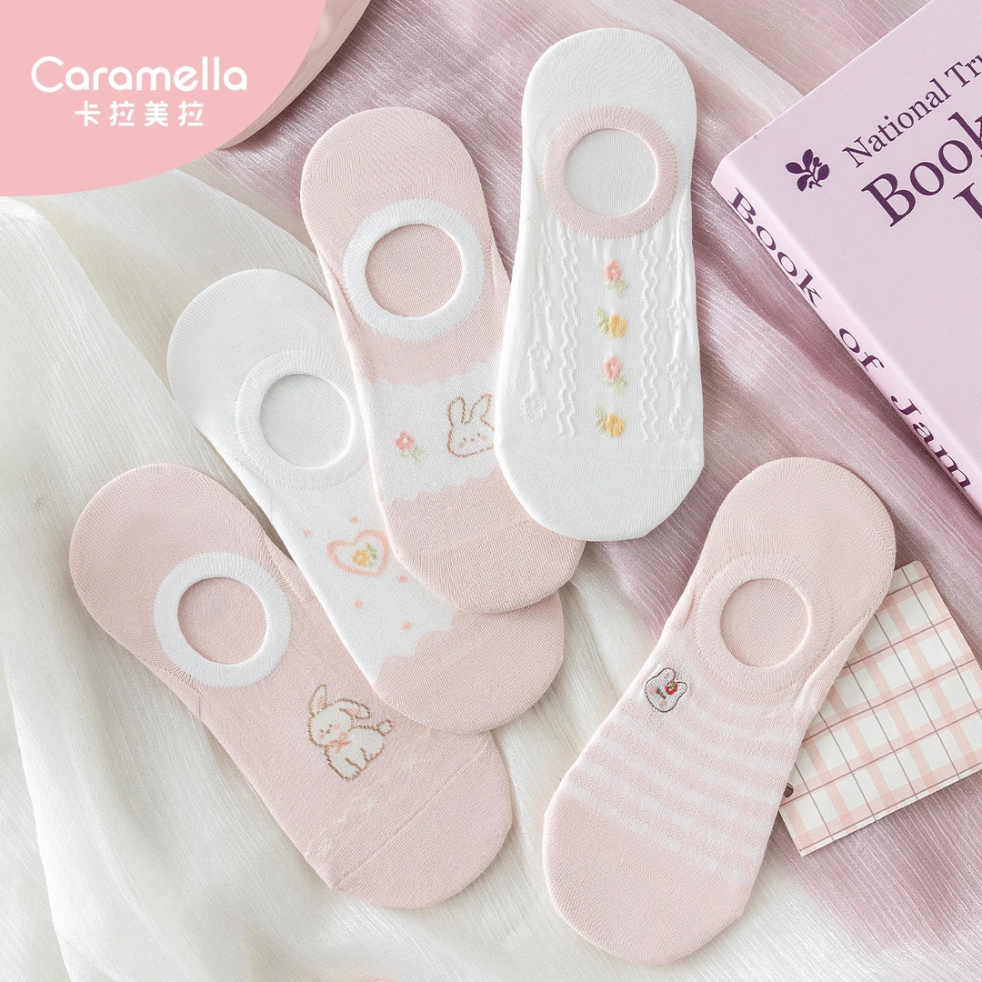 caramella袜子女士棉春夏透气短袜低帮浅口隐形船袜可爱日系ins潮