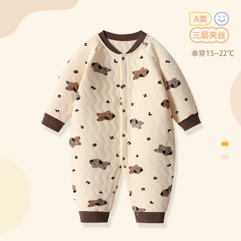 婴儿衣服冬天冬季新生儿宝宝连体衣初生秋冬满月夹棉秋装加厚保暖