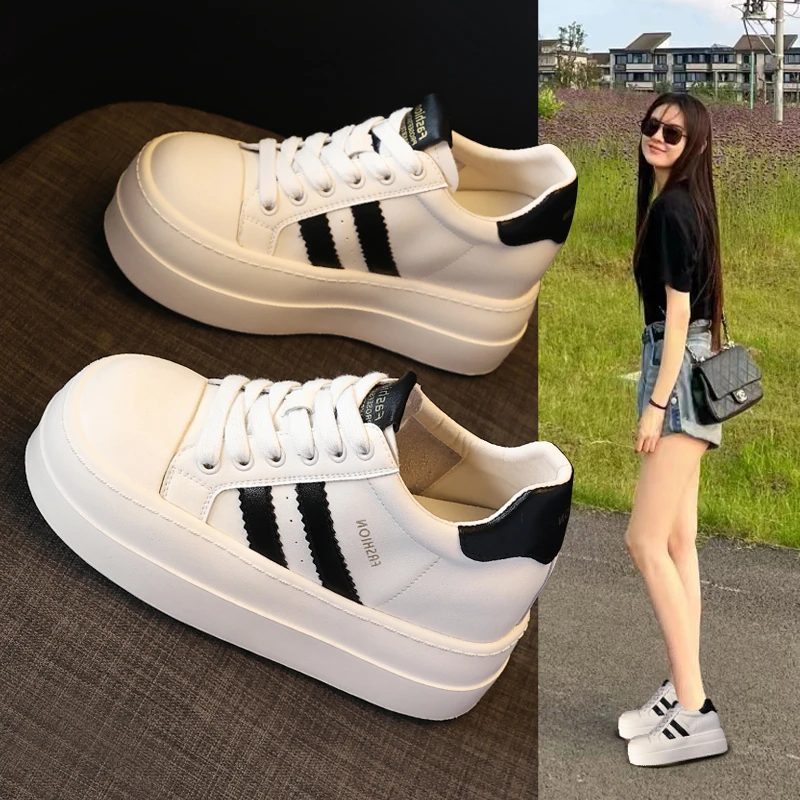 ZDW835-5内增高厚底时尚显瘦百搭小白鞋女2025春季新款运动休闲鞋