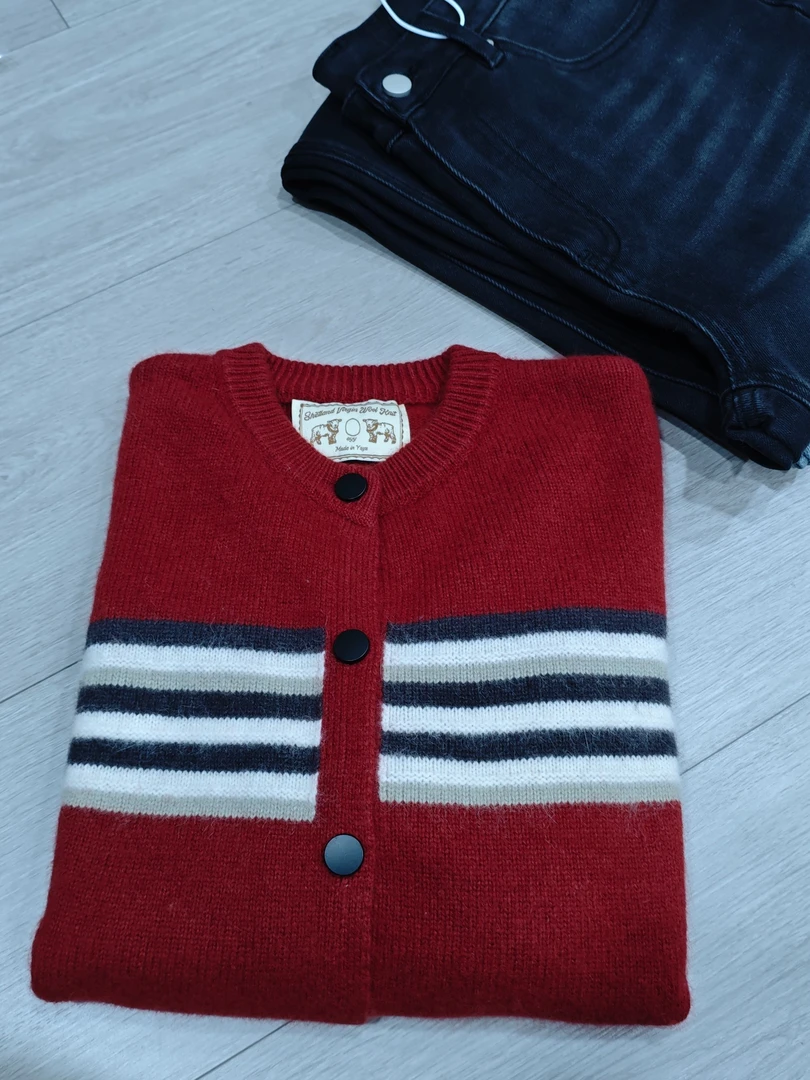 米蓝家名殿~朱砂红条纹开衫500