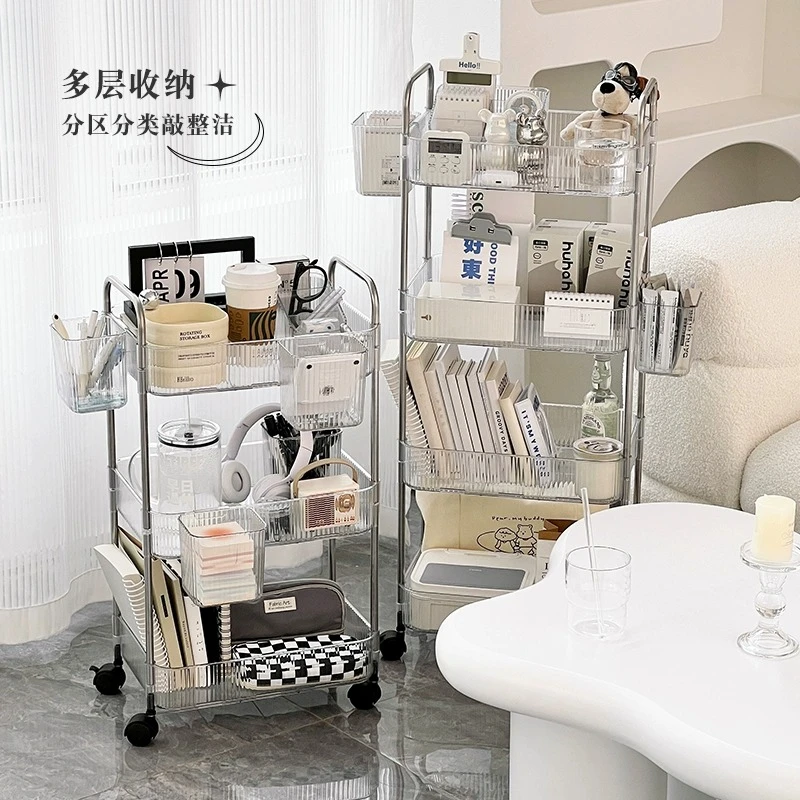 新疆包邮哥浴室推车厕所马桶落地夹缝洗漱台用品收纳透明架子储物