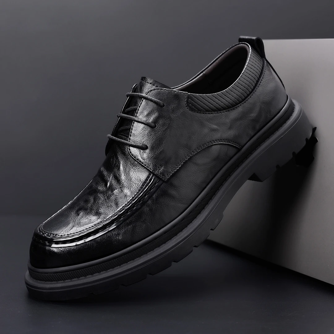 喜美萃2025新款韩式系带休闲正装轻便英伦风结婚新郎皮鞋