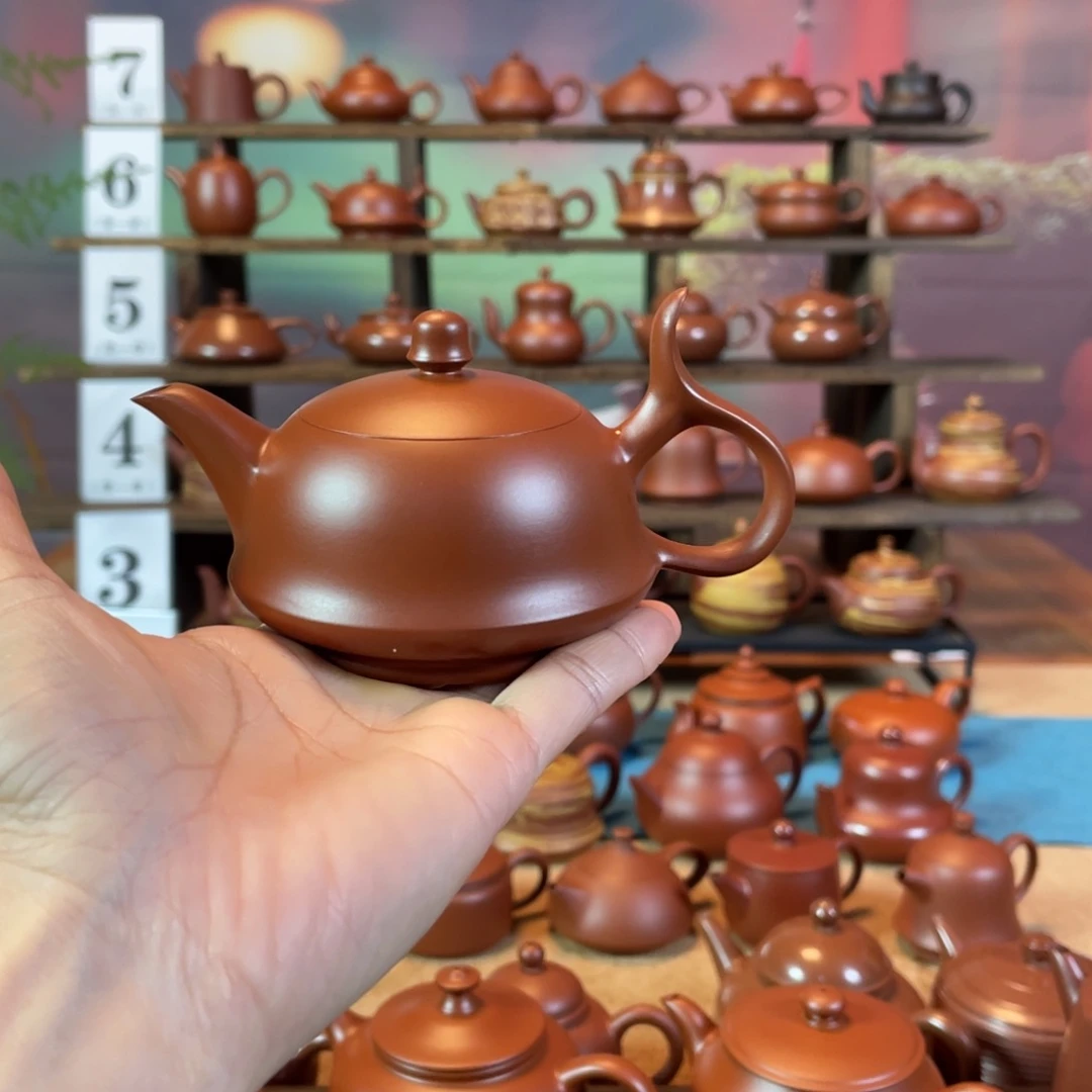 茶壶紫砂去****2潮州手工手拉朱泥将军壶