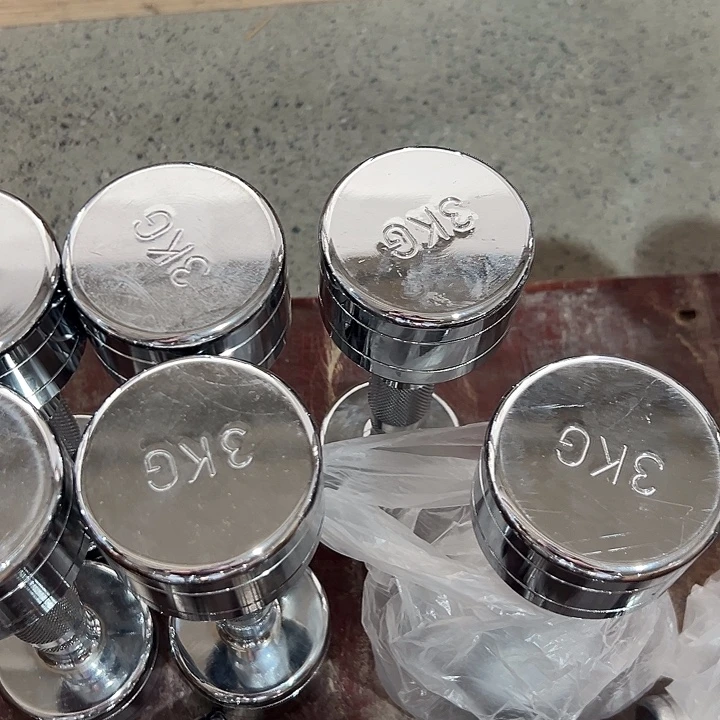 全新电镀纯钢哑铃3公斤一对