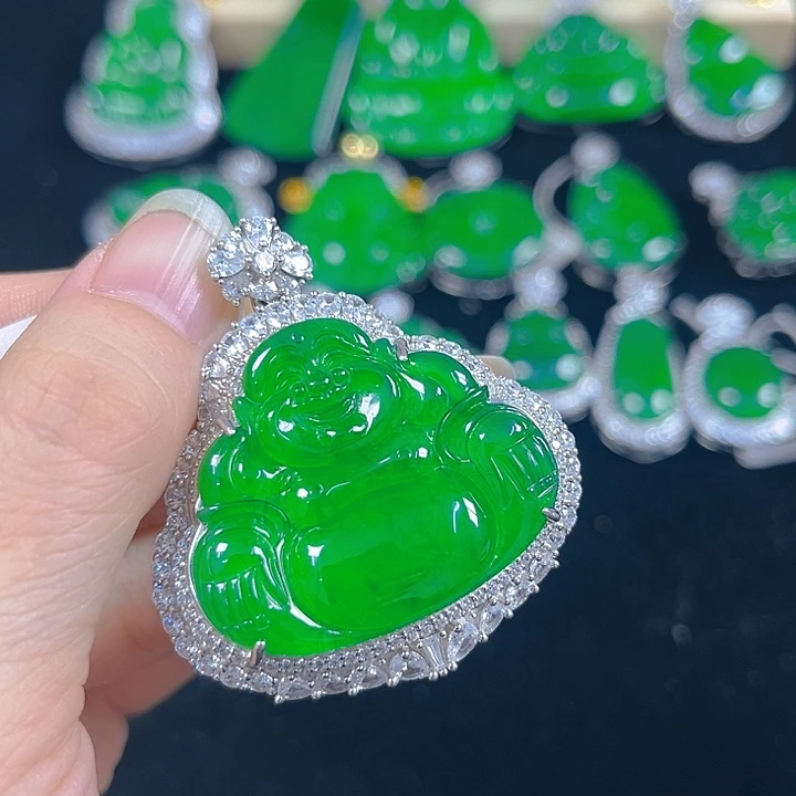 翡翠银S925镶嵌吊坠(不含链)