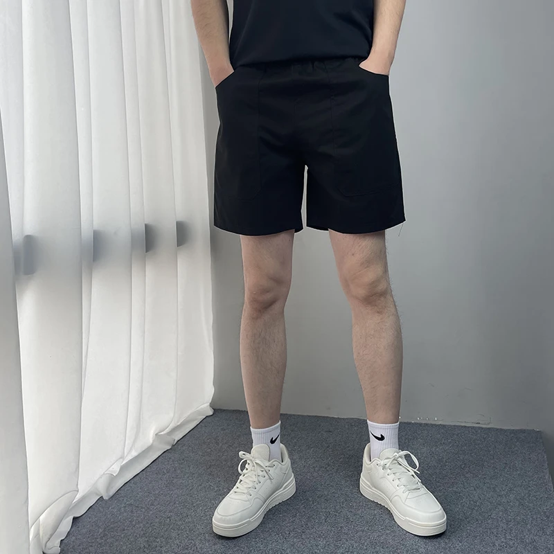 贴袋大口袋运动短裤男士梭织纯棉休闲三分裤时尚百搭运动裤纯色潮