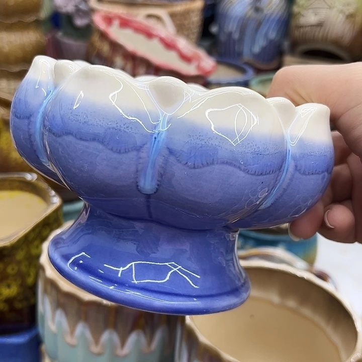 多肉绿植陶瓷花盆9.9包邮，有孔