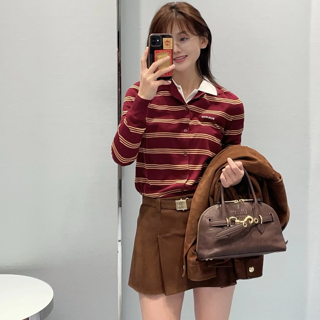 未使用 MIU MIU/缪缪 vem01/标语字母单排扣长袖羊绒衫 36码 羊绒