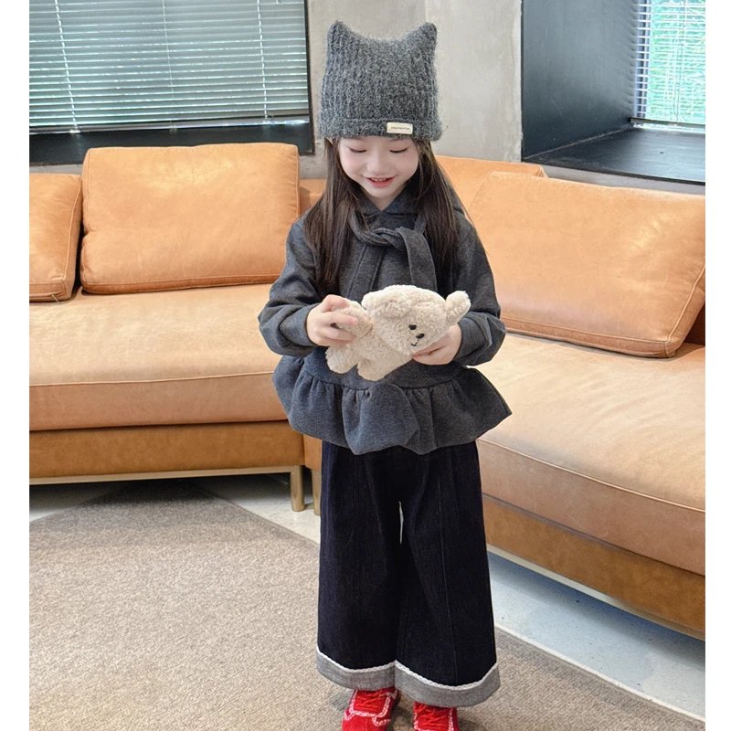【灵兔】WWLL定制女宝宝春装女童长袖T恤帽衫棉制上衣卫衣