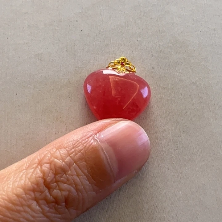 菱锰矿（红纹石）吊坠(不含链)18K金镶嵌山**子