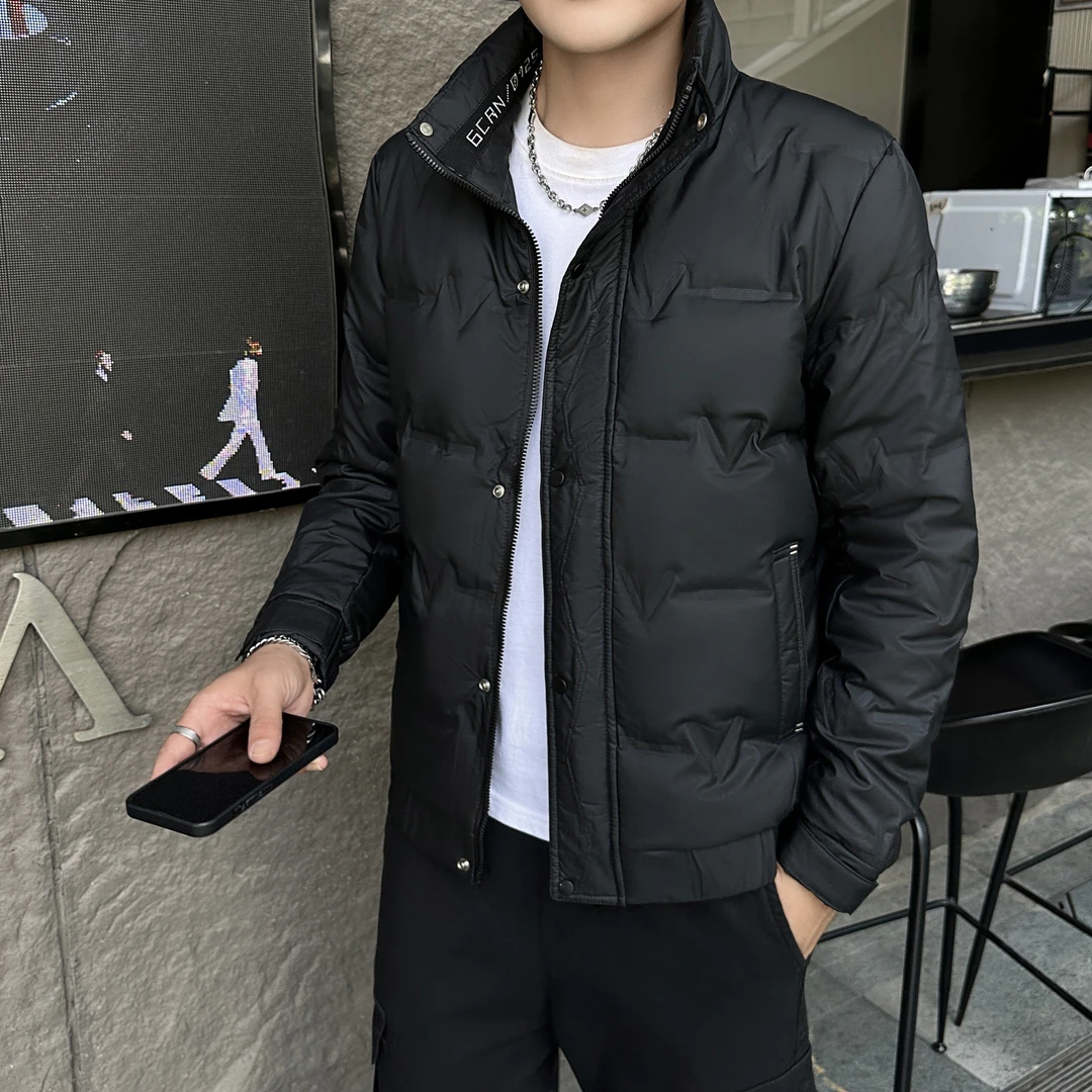 男士鸭绒羽绒服冬季新款轻便保暖短款立领修身免洗羽绒服外套08