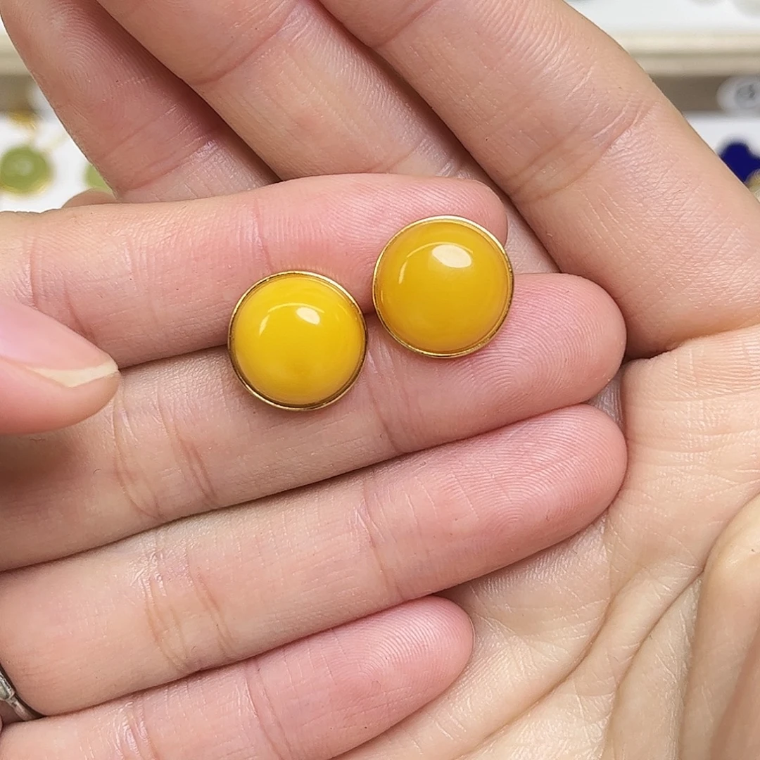 和田玉银S925镶嵌耳饰