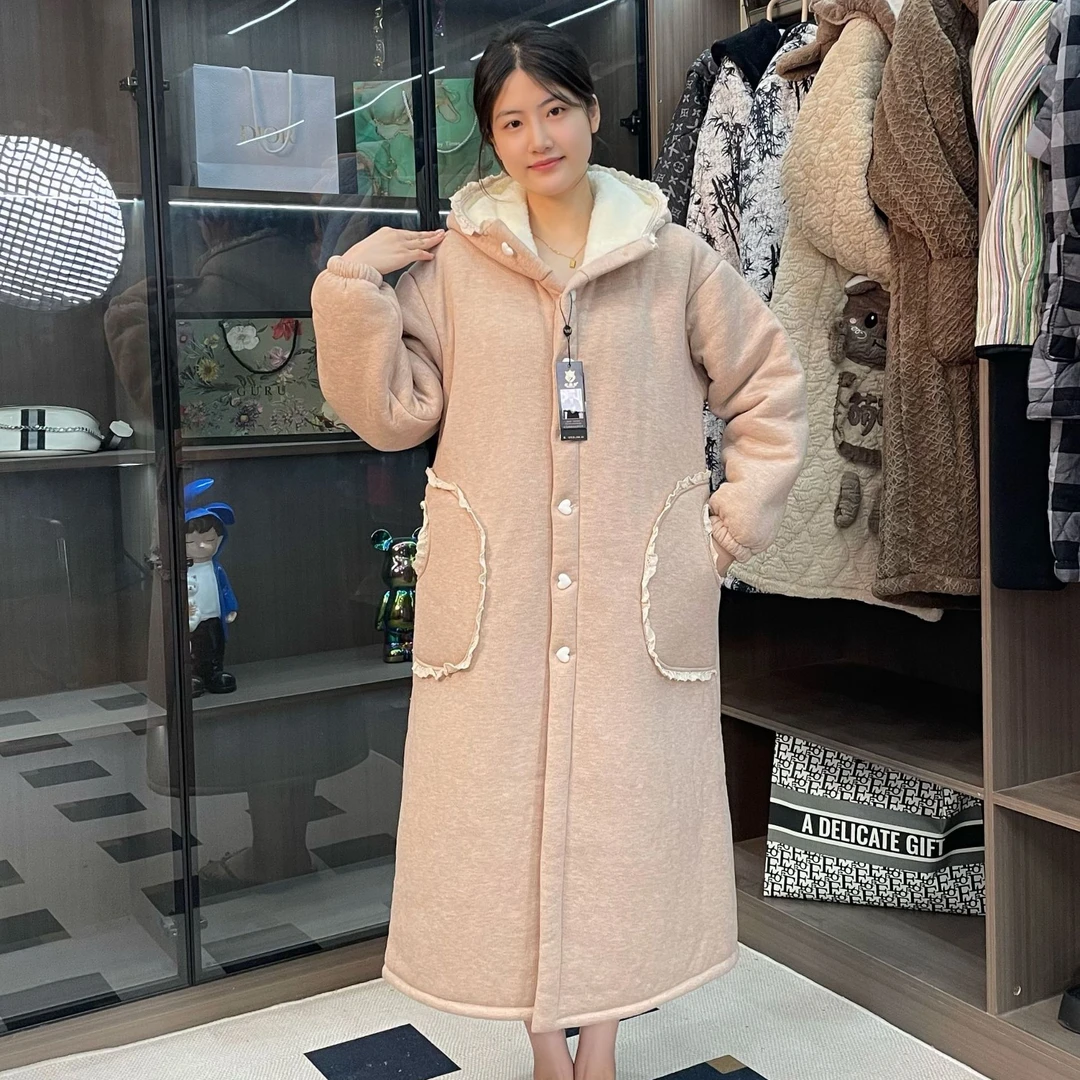 【反季特卖】原创高定亿鑫康仿麂皮绒环保设计师气质加厚睡衣家居服