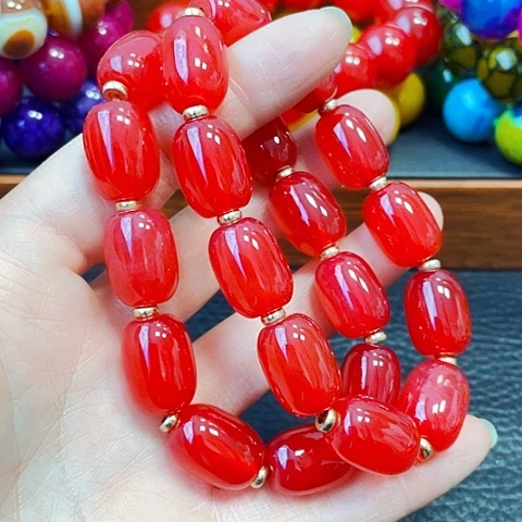 玛瑙/玉髓手链未镶嵌鸽血红