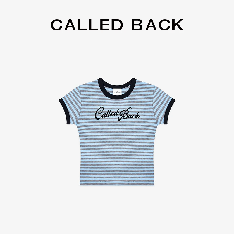 蓝灰撞色条纹短袖 031306