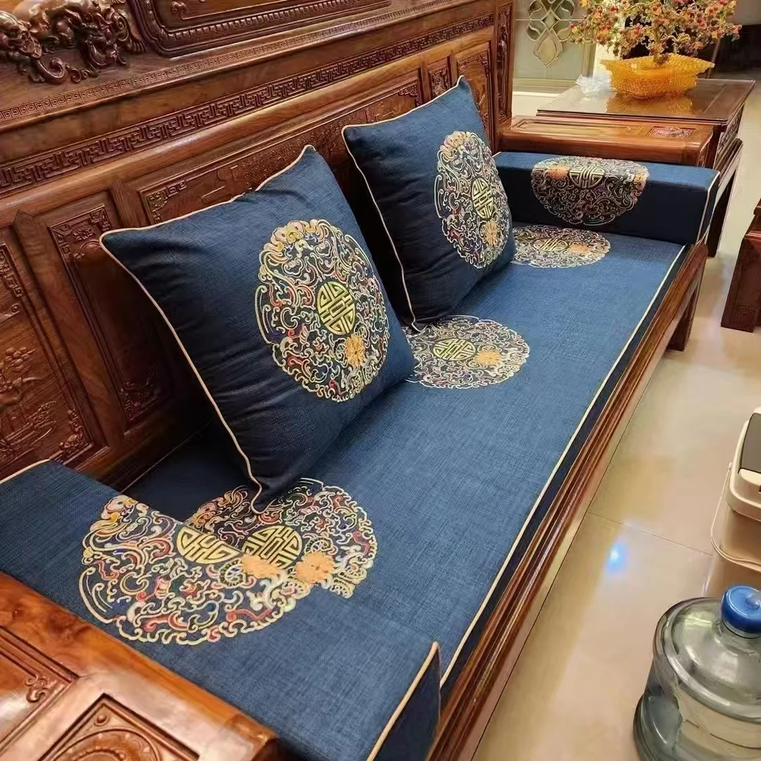 红木沙发海绵垫样品（麻料）中式实木椅子海棉垫新中式椅子海棉垫