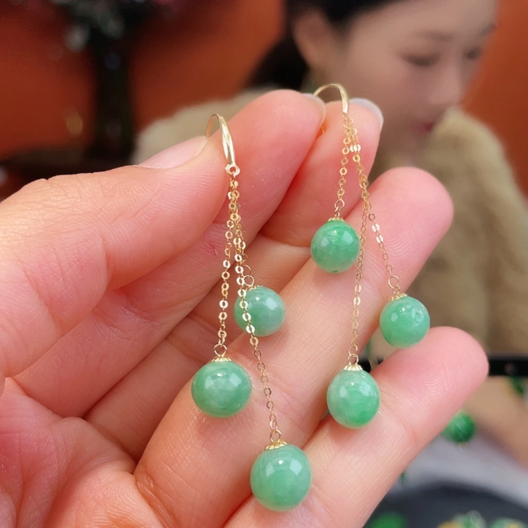 翡翠18K金镶嵌耳饰