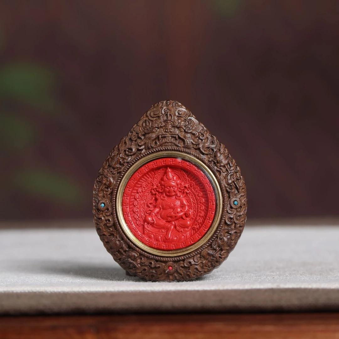 增香沉香木手工制作木雕朱砂唐卡吊坠木质雕刻砂挂件车载挂件