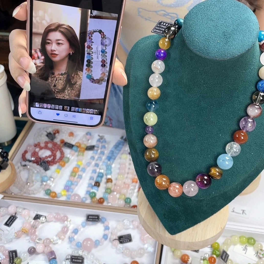 水晶手链银S925镀金镶嵌