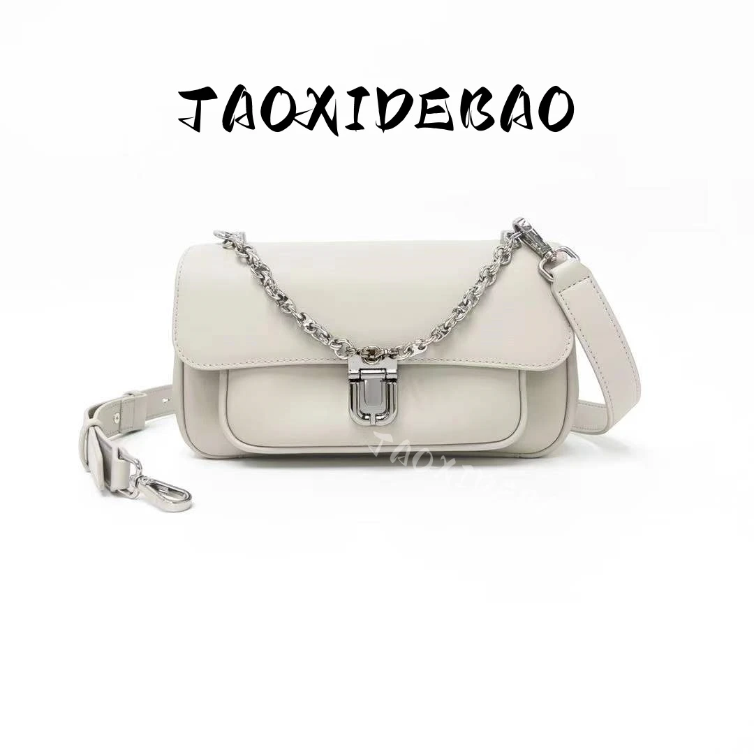 TAOXIDEBAO 7602 冷月白 24.5×14×6.5cm 二层牛皮 单肩斜挎包