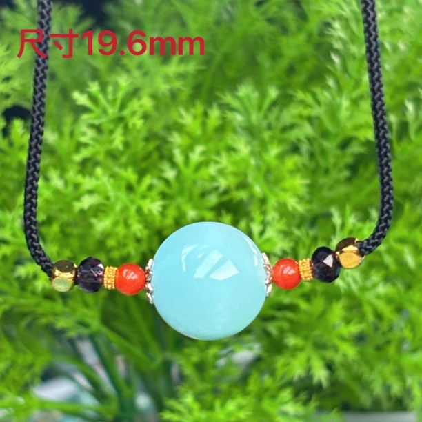 【地大证书】天然原矿绿松石高瓷果冻料天空蓝圆珠锁骨珠