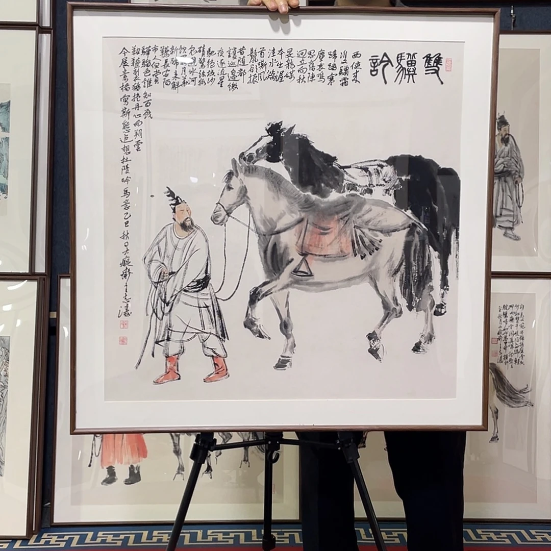 国画手绘画作品带框80/80