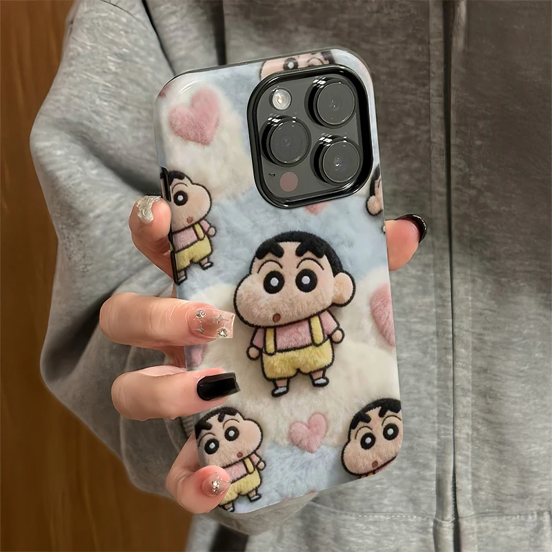 卡通爱心小新适用苹果17pro华为p70菲林二合一手机壳iPhone/16p