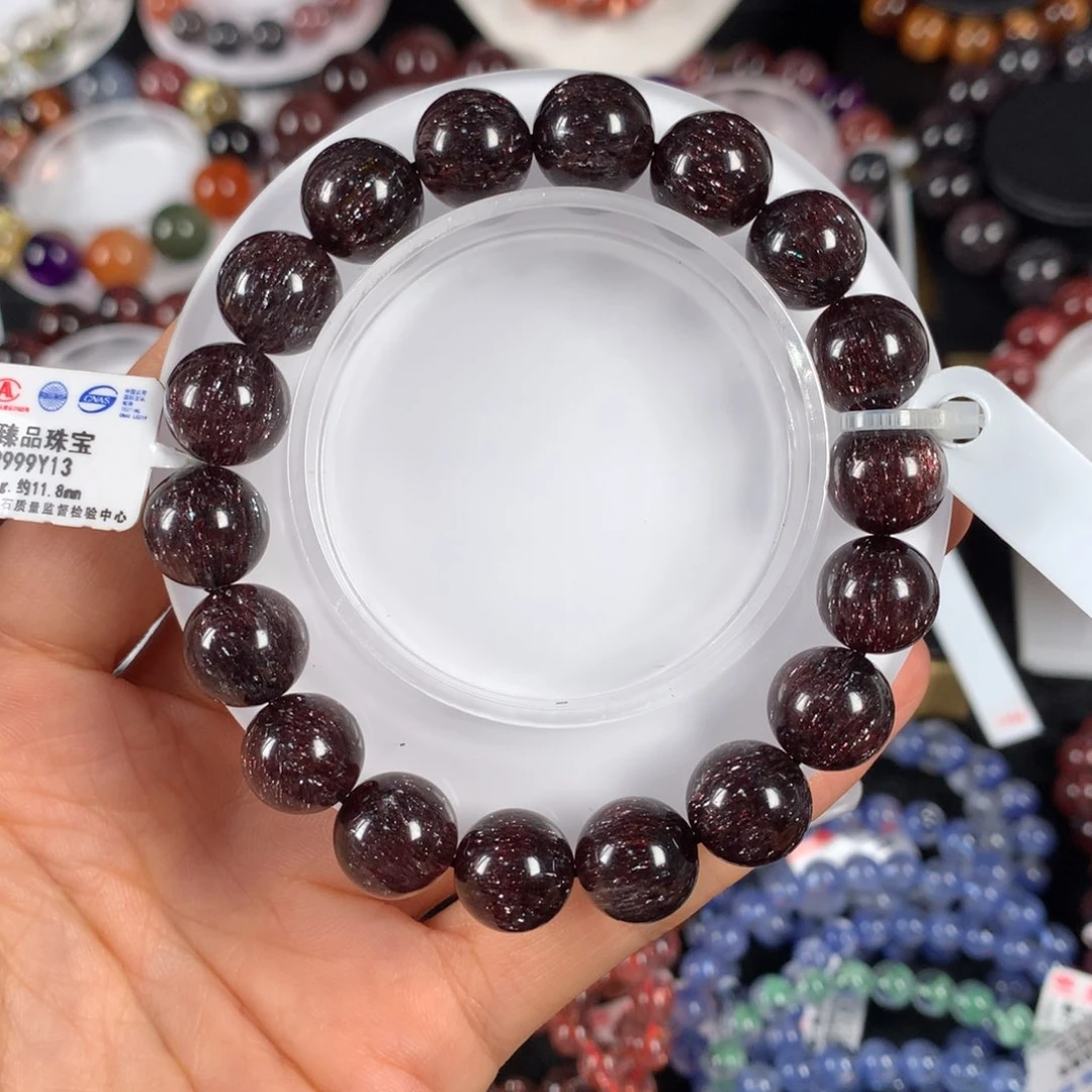 水晶手链未镶嵌稀有色车厘子红超七11.8