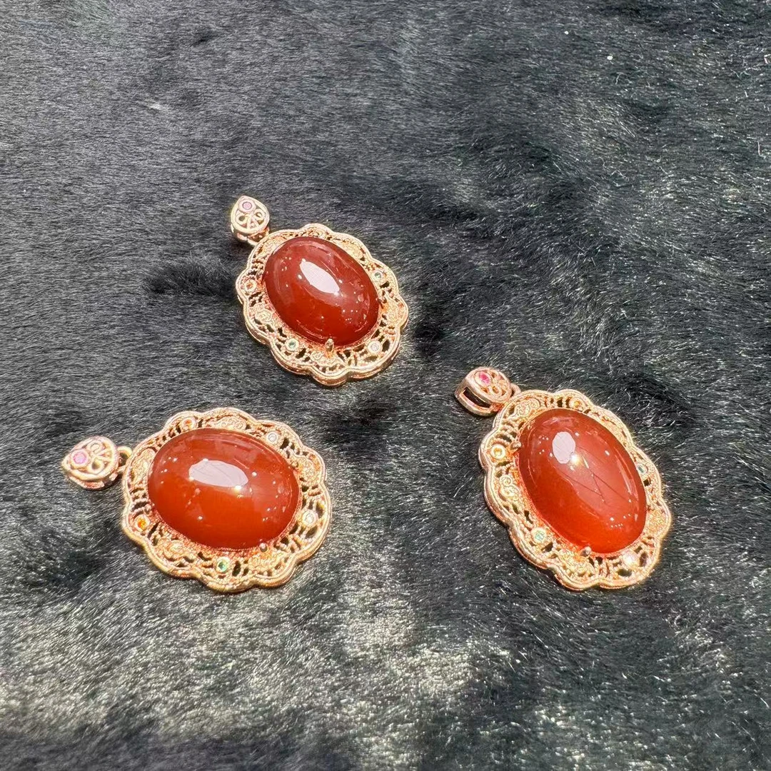 ST6599【百百福珠宝】玛瑙红蛋面吊坠-多样性发货只发一件-07