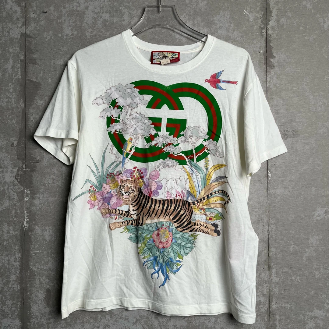 未使用 GUCCI/古驰 瑕疵/XXS*1/花卉小鸟老虎印花短袖/13646