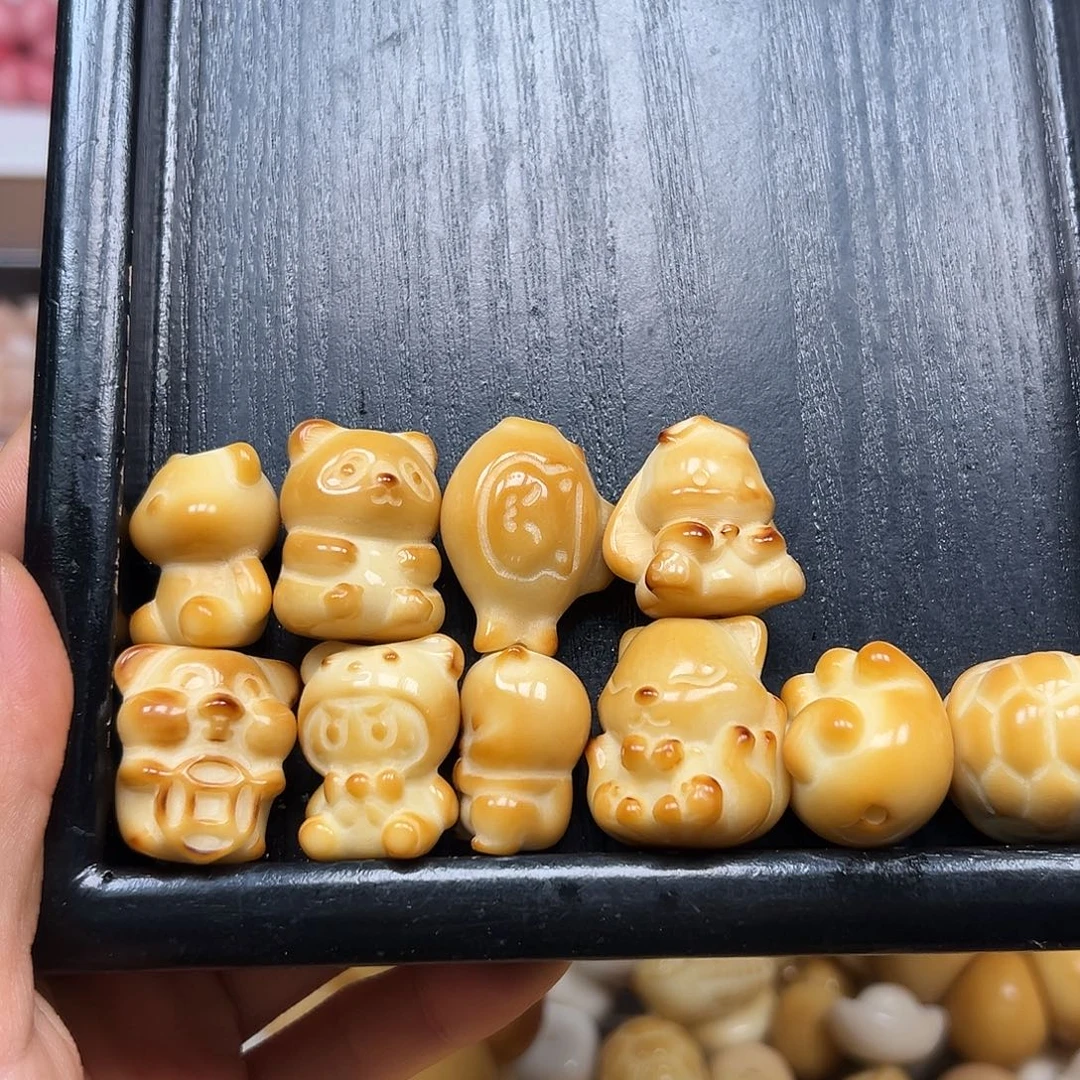 手串菩提根/象牙果瑕疵炭烤混10颗有裂1