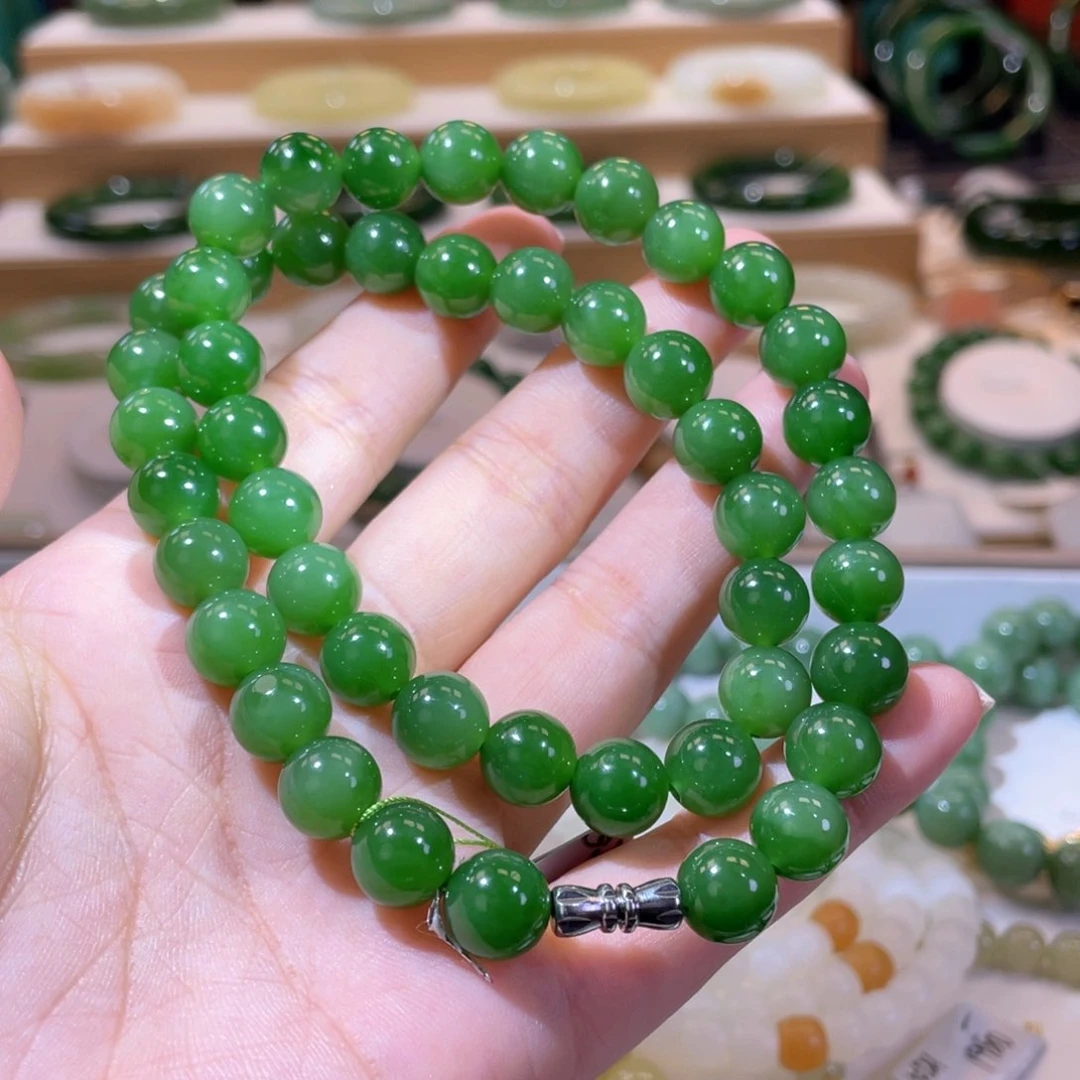 和田玉未镶嵌颈饰高品阳绿女神链