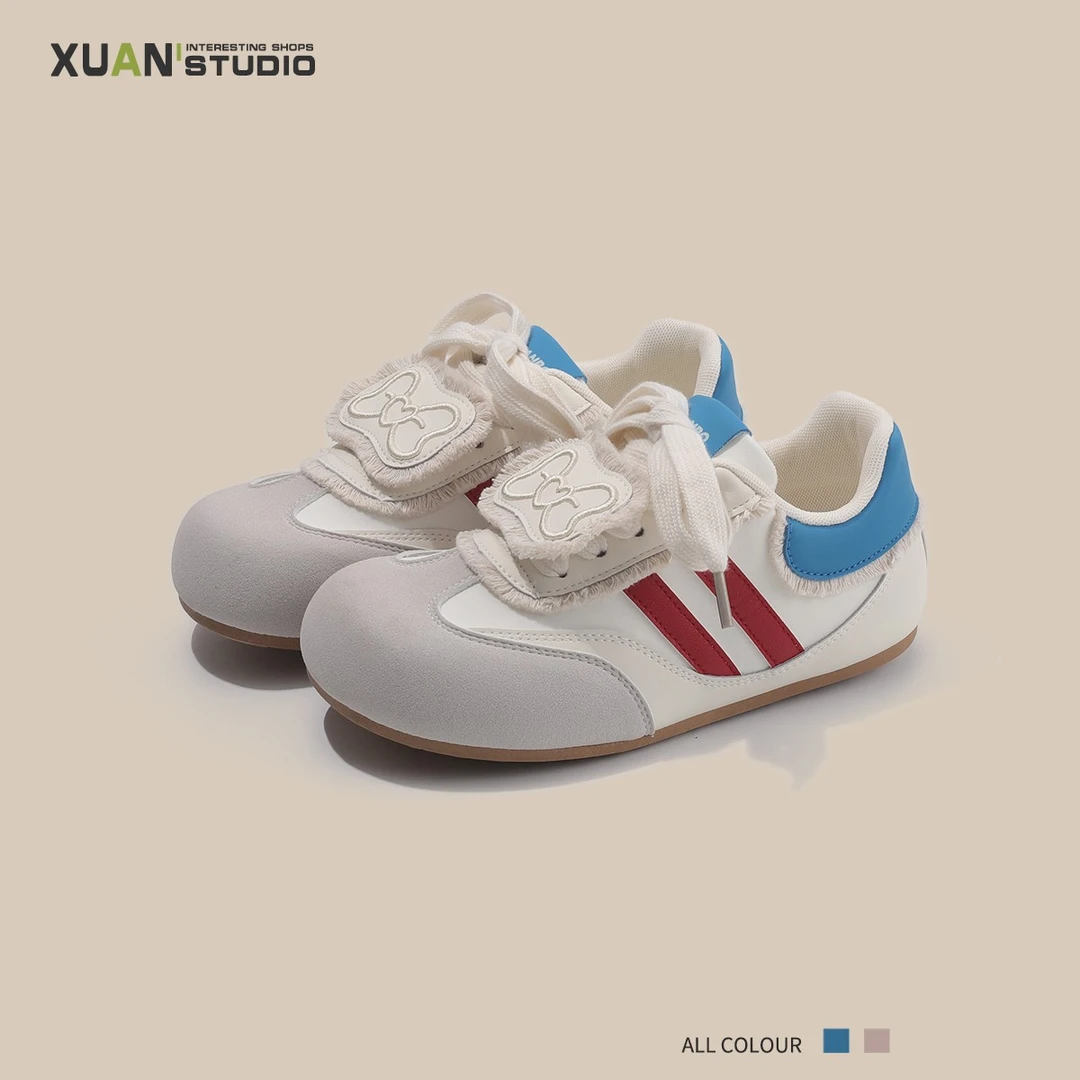 韩系厚底小白鞋女百搭复古德训鞋2025夏季新款网红ins软底泡芙鞋