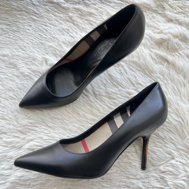 99新 BURBERRY/博柏利 玳瑁细高跟鞋 36.5码 公价6.7K c0125