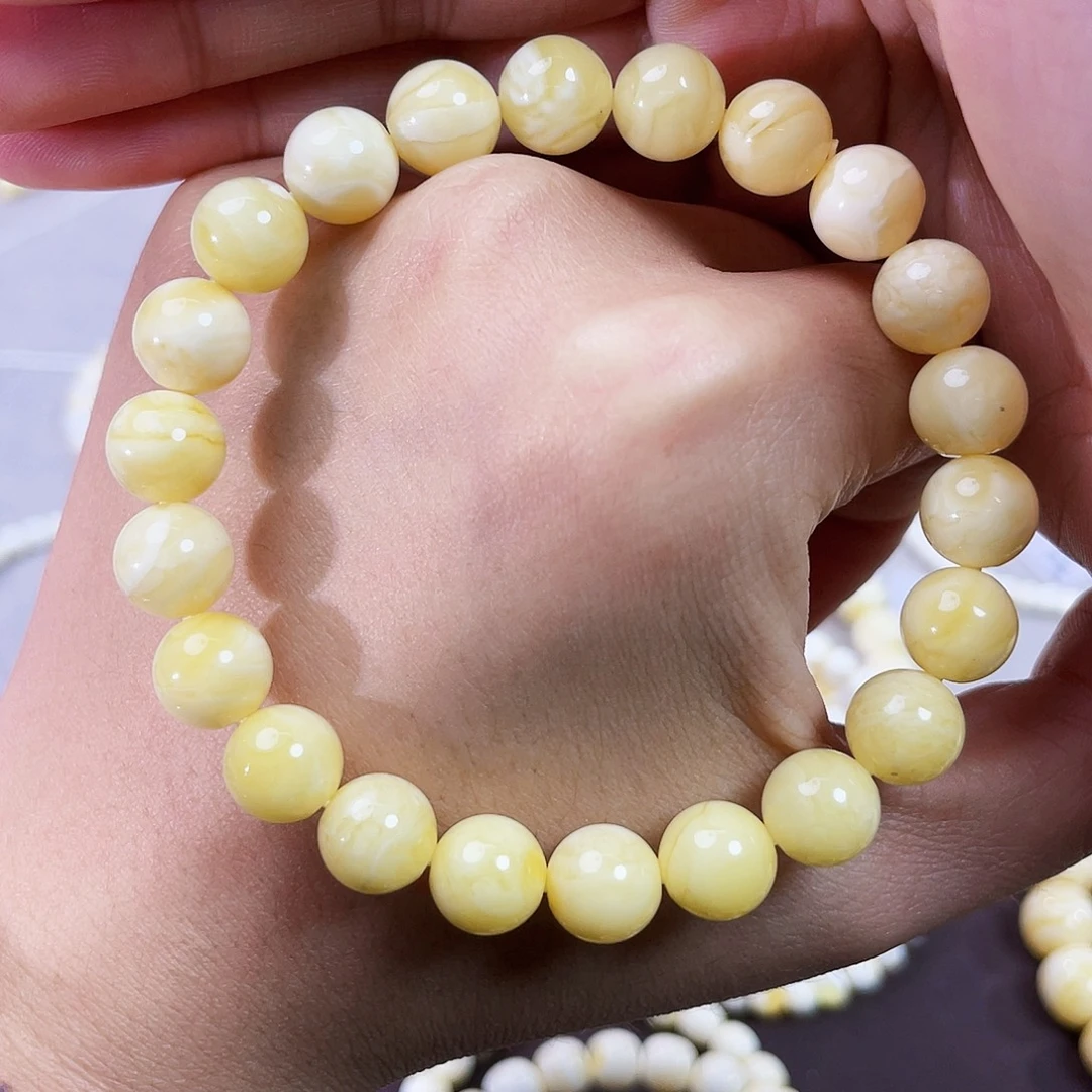 琥珀未镶嵌裸石9浓蜡圆珠