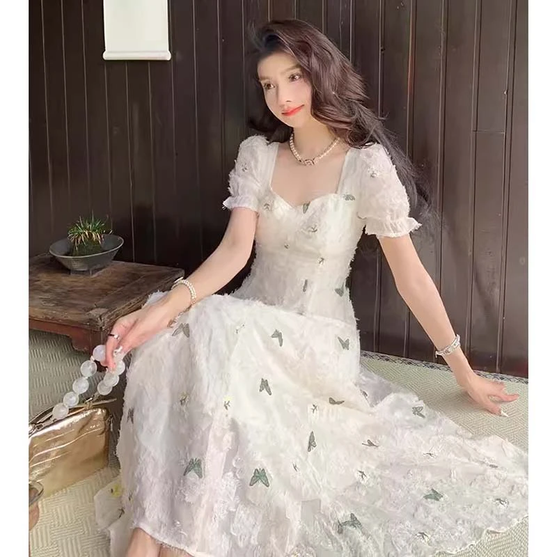 【时光小铺】【有里布】夏季新款长裙显瘦法式收腰时尚连衣裙女D1864