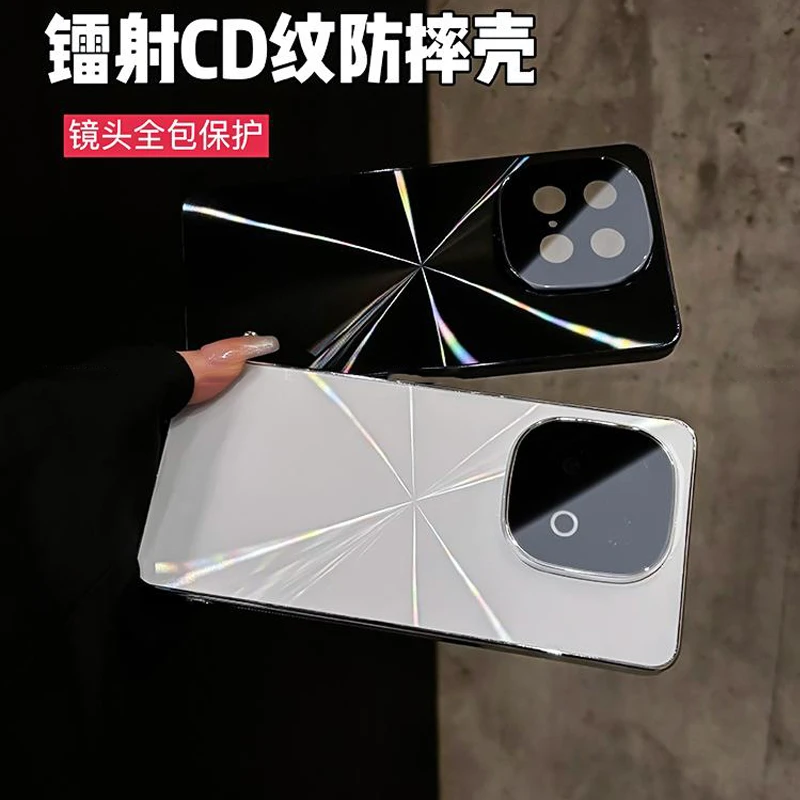 镭射CD纹电镀适用iQOOz10turbo手机壳pro全包防摔防滑条创意简约