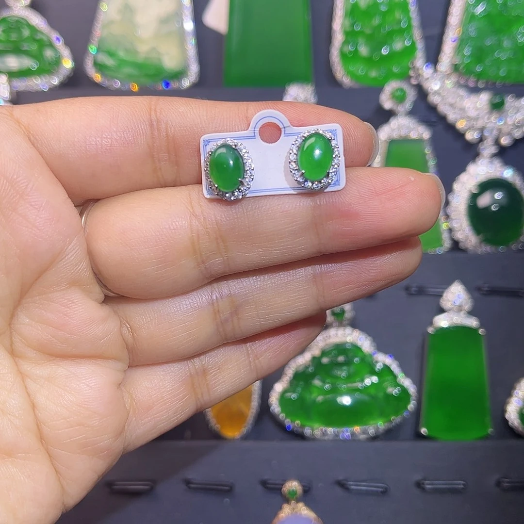 翡翠未镶嵌耳饰耳钉