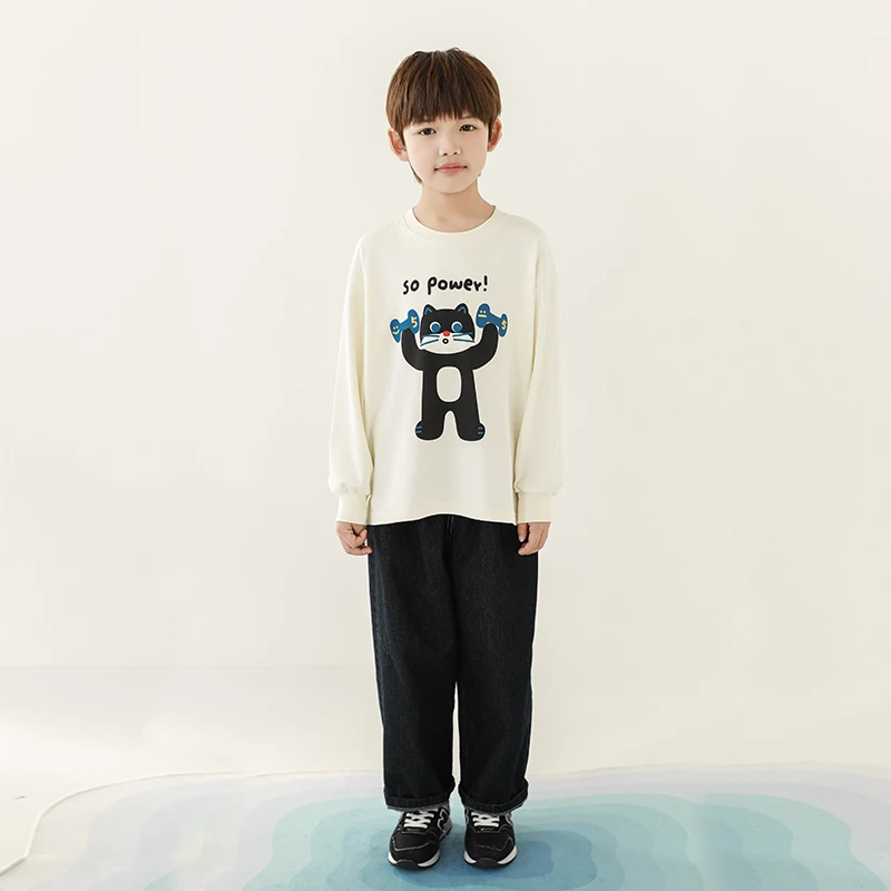 【春一波】oddtails男童猫咪字母印花卫衣长袖上衣休闲春装QG2600