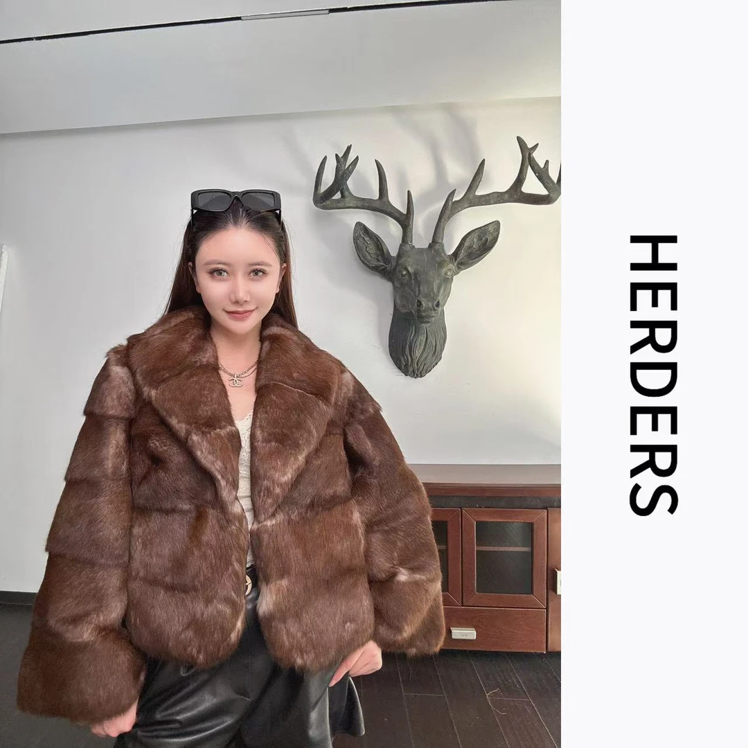 HERDERS 短款V领扣款皮毛一体 256151