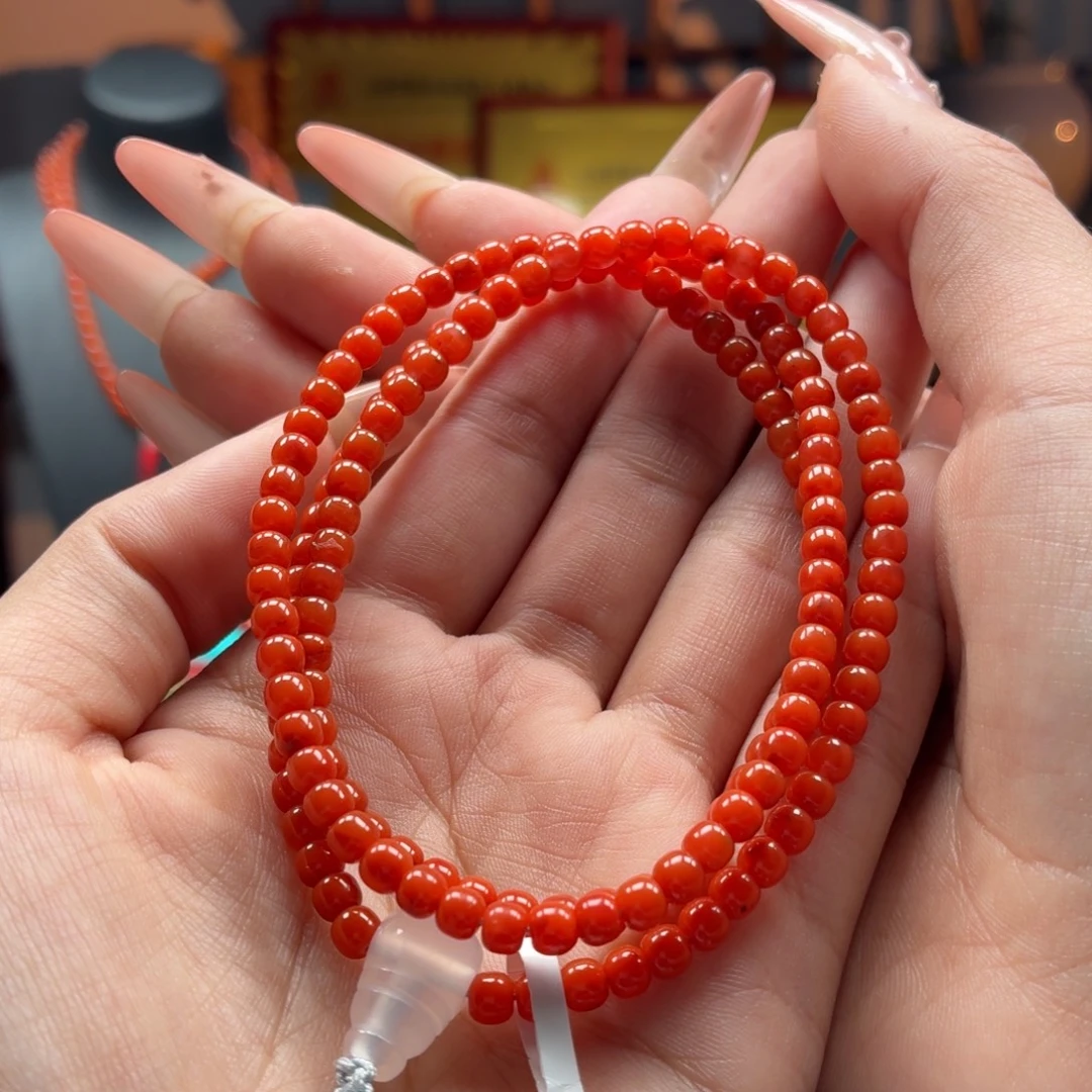 南红玛瑙未镶嵌多圈原矿保山南红冷水河柿子红多圈卡4+