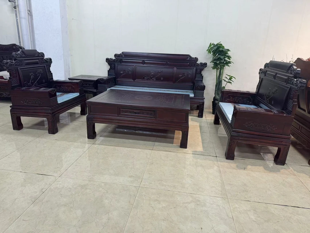 【荷塘月色】经济实惠耐用型！自建房套房别墅！家用实木沙发不含运费