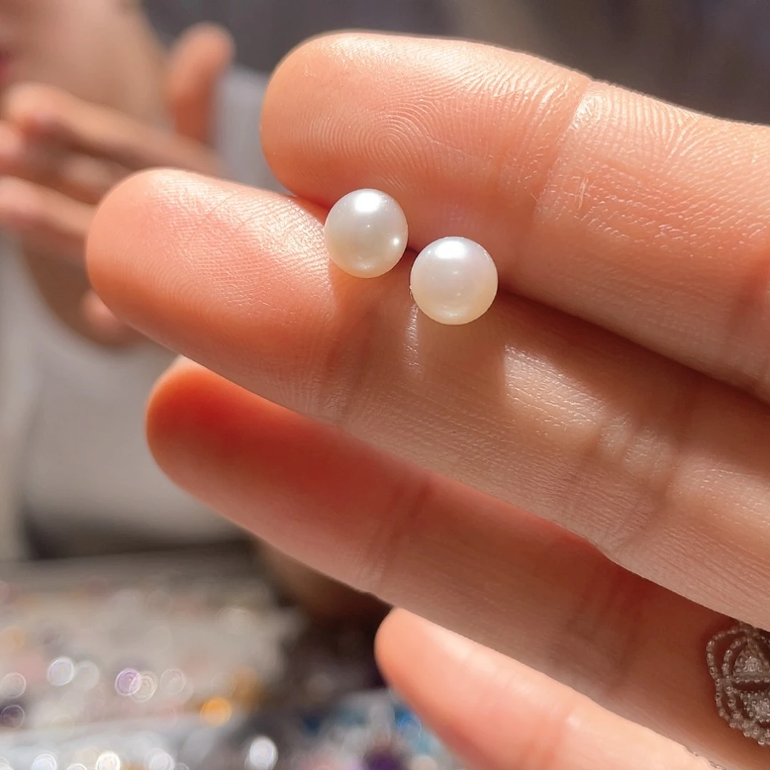 银S925镶嵌淡水珍珠耳饰大气款