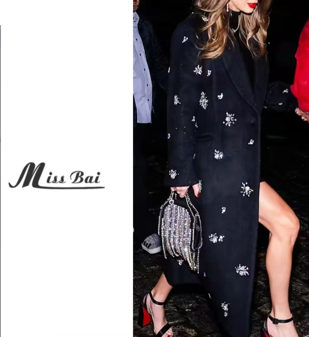 【白姐推荐】【璀璨女神】25新款花朵钉珠长款大衣145