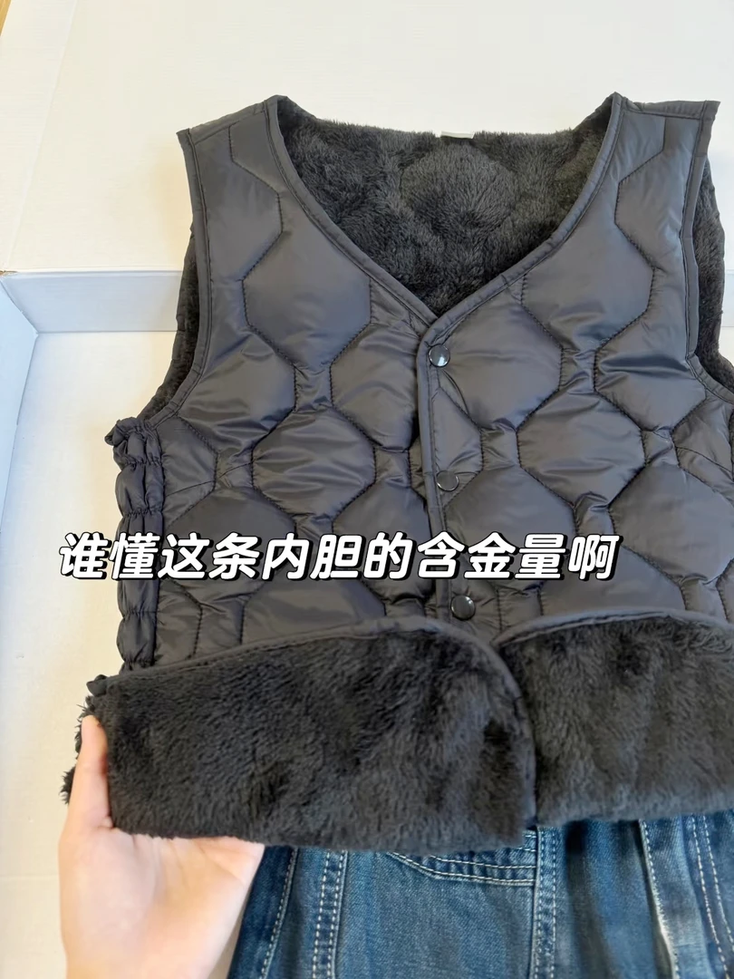 加绒保暖短款马甲修身显瘦马夹百搭韩版冬款洋气超软妈妈装坎肩