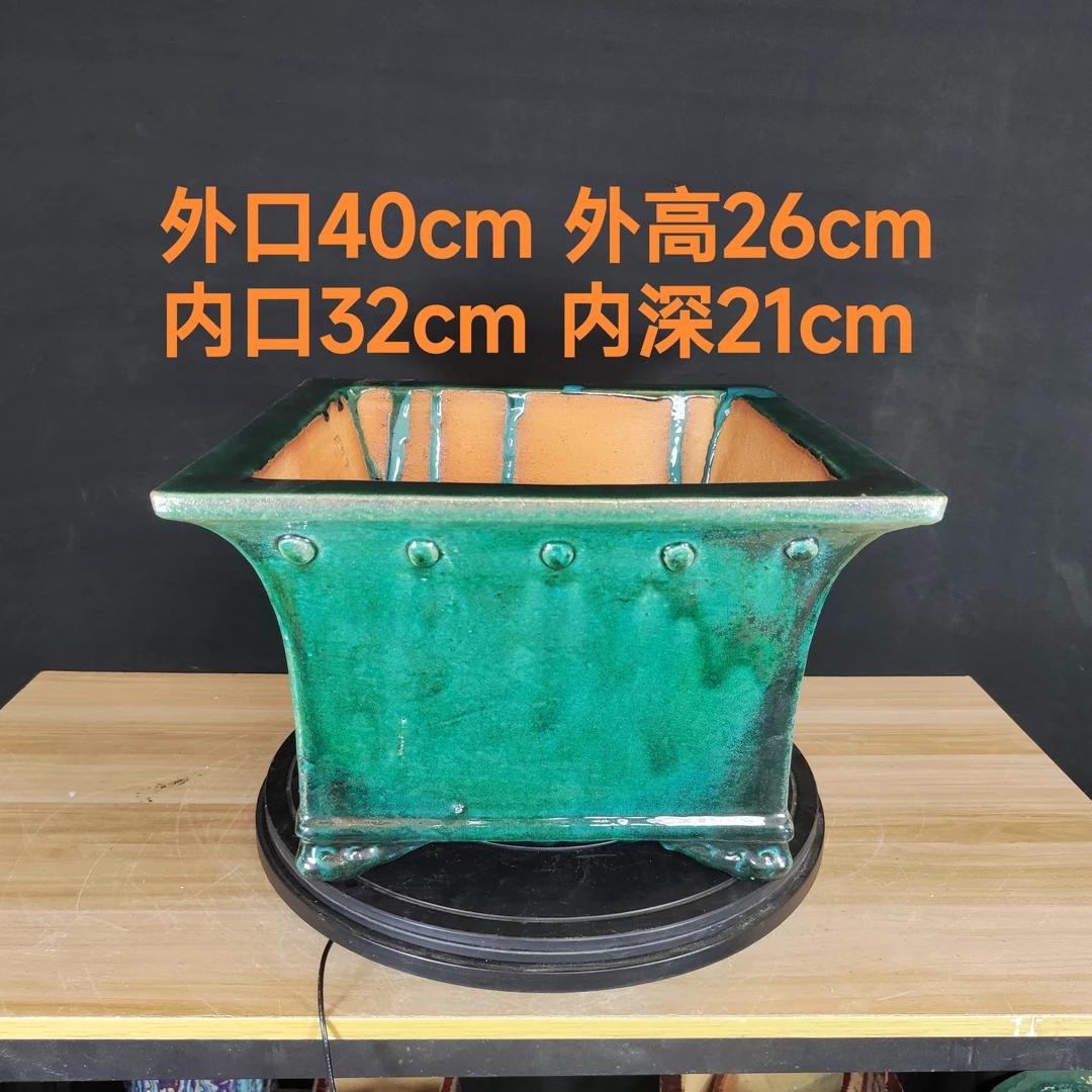 纯手工制作石湾花盆粗陶泥高温烧制石湾绿石湾花盆