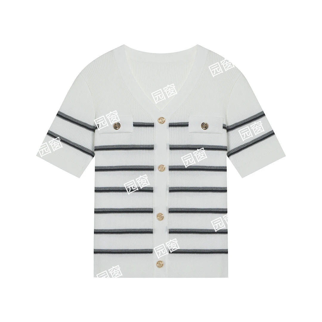 【 程总专属 】时尚气质条纹开衫针织上衣5060