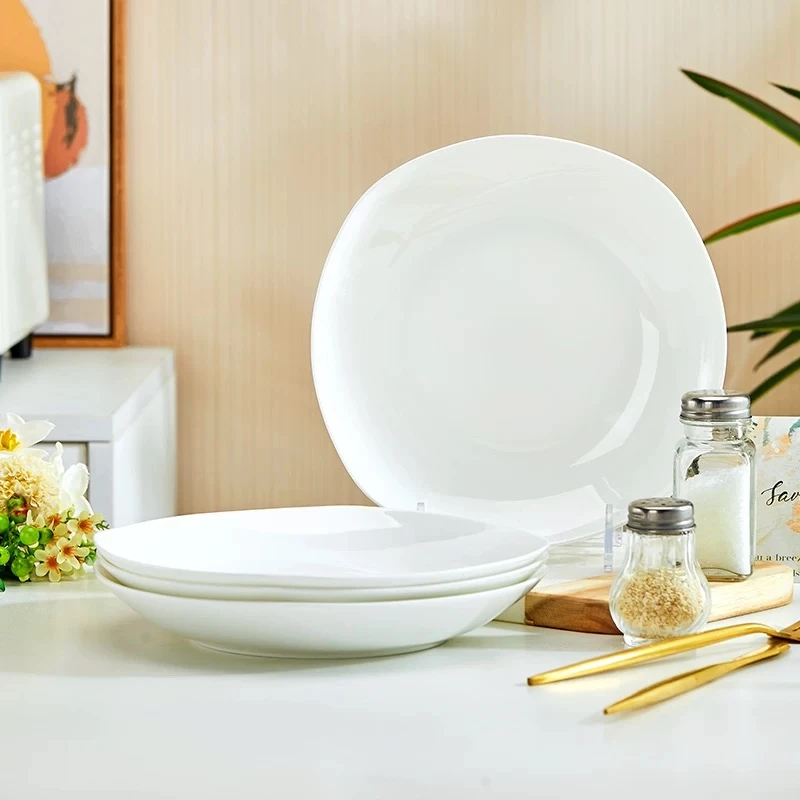 景德镇纯白骨质瓷餐具方形深盘家用四角盘热菜凉菜碟菜盘四方汤盘